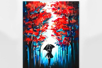 Red Forest Black Umbrella